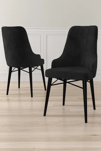 Set scaune 2 piese, Hanah Home, Neta, Negru