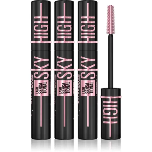 MAYBELLINE NEW YORK Lash Sensational Sky High Cosmic Black mascara pentru alungire negru intens 3x7.2 ml