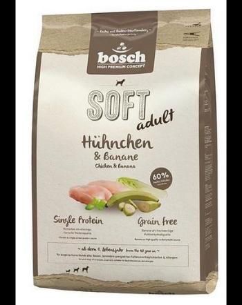 BOSCH SOFT Hrana uscata caini adulti cu alergii si sensibilitati alimentare, cu pui si banane 1 kg