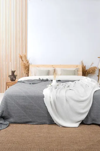 Cuvertura matlasata dubla, L'essentiel Maison, Joanna, Bumbac, Gri