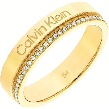 Calvin Klein Inel placat cu aur cu cristale Minimal Linear 35000201 54 mm