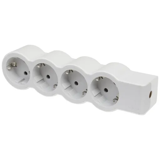Prelungitor fara fir 4 prize 3680 W, contact de protectie, protectie copii, alb + gri Legrand 694575