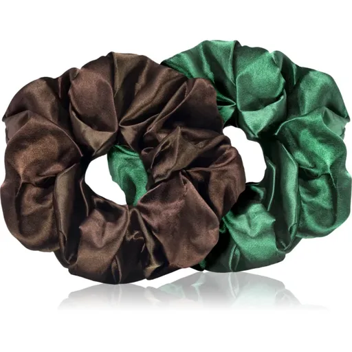 BrushArt Hair Large satin scrunchie set Elastice pentru par Brown