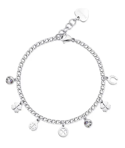 S'Agapõ Brățară din oțel cu pandantive pentru noroc Message SSG13