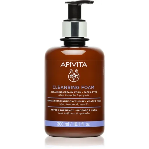 Apivita Cleansing Foam Face & Eyes spuma demachianta cu o textura cremoasa pentru față și ochi 300 ml