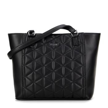 Shopper kabelka z ekokože s geometrickým vzorom čierna 99-4Y-606-1