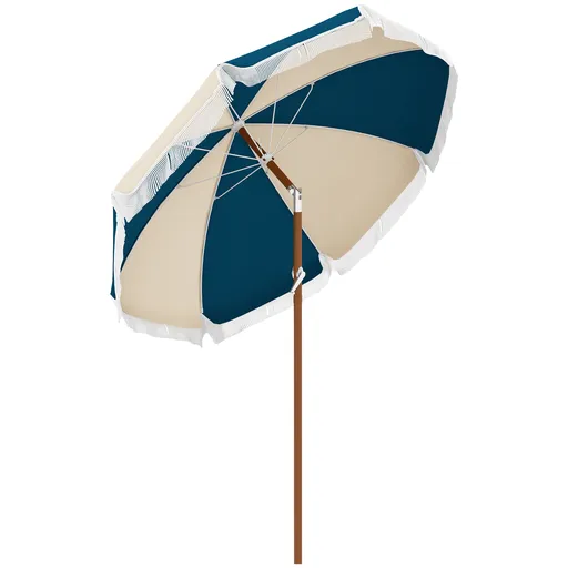 Outsunny Umbrelă de Grădină Înclinabilă cu Deschidere cu Manivelă și Orificiu de Aerisire, Ø213x234 cm, Albastru și Bej | Aosom Romania