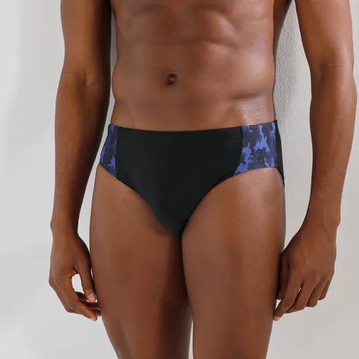 Costum de baie scurt cu model grafic pe lateral