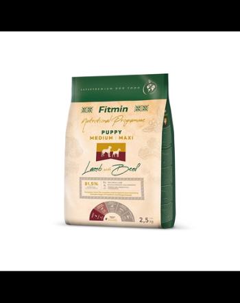 FITMIN Dog Nutritional Programme Medium Maxi Puppy Lamb&amp;Beef 2,5 kg Hrana catei talie medie si mare, cu miel si vita