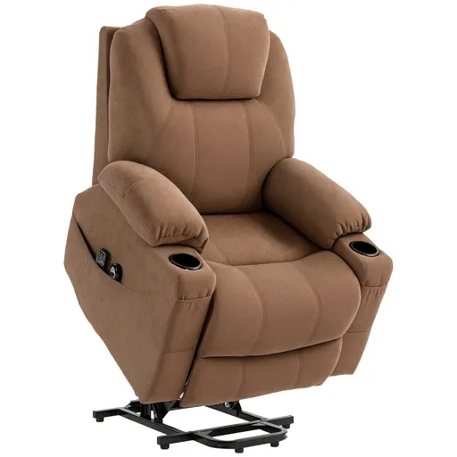 HOMCOM Fotoliu Rabatabil cu 8 Puncte de Masaj și Telecomandă, Fotoliu Modern din Țesătură cu Efect de In, 90x101x107 cm, Cafea | Aosom Romania