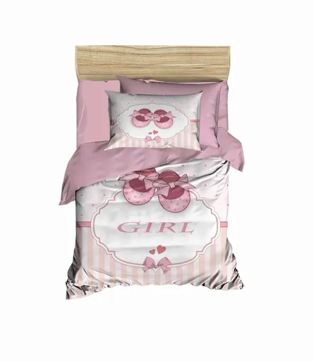 Lenjerie de pat pentru copii, L'essentiel Maison, PH18, Pudră / Alb / Roz