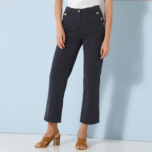 Pantaloni drepți 7/8 din twill