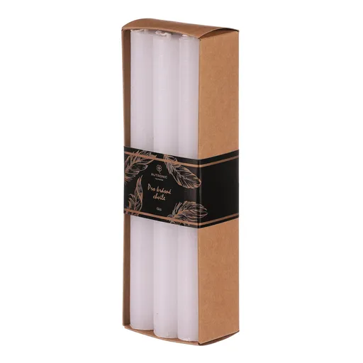 Set de lumânări albe înalte, 6 buc, parafină, 20cm, alb