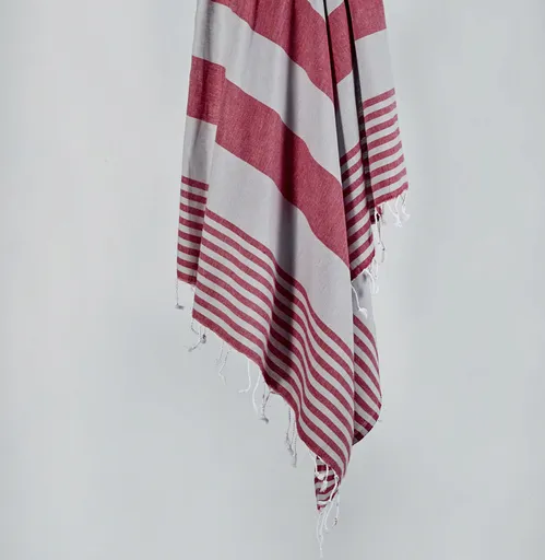Prosop de plaja, L'essentiel Maison, Sultan, Bumbac, Gri/Roșu