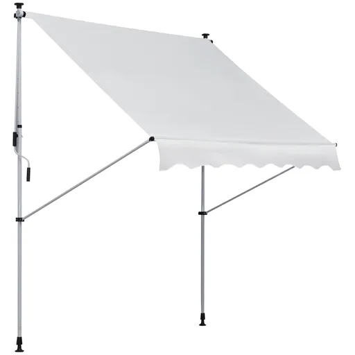 Outsunny Copertina Manuală Retractabilă pentru Protecție Solară, Ușor de Utilizat, Alb, 200x150 cm | Aosom Romania