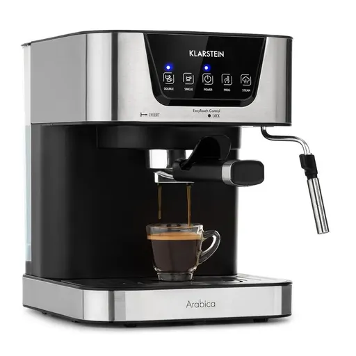 Klarstein Arabica, aparat de cafea espresso,1050 W, 15 bar, 1,5 l, panou de control tactil, oțel inoxidabil