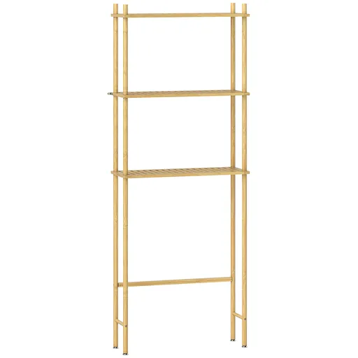 HOMCOM Raft pentru toaletă 3 niveluri, raft de baie economisitor de spațiu lemn natural 69 x 25,5 x 181 cm | Aosom Romania