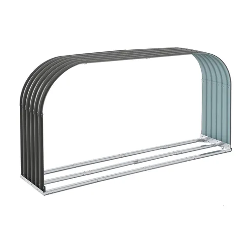 Outsunny Suport de lemne de foc, rezistent la intemperii, din oțel, 212 cm x 46 cm x 112 cm, Gri | Aosom Romania