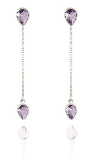 Beneto Exclusive Cercei lungi fermecători din argint cu ametiste AMEAGUP2719