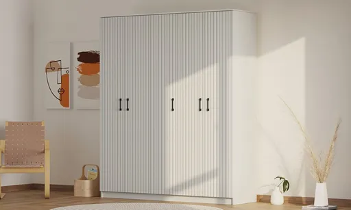 Dulap pentru haine, Hanah Home, Rb-185-04, 175x184x52 cm, Alb mat