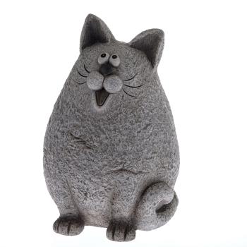 Pisică din ceramică Lucretia gri, 33 x 23 cm