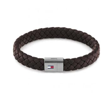 Tommy Hilfiger Brățară din piele maro închis cu fixare din oțel 2790330