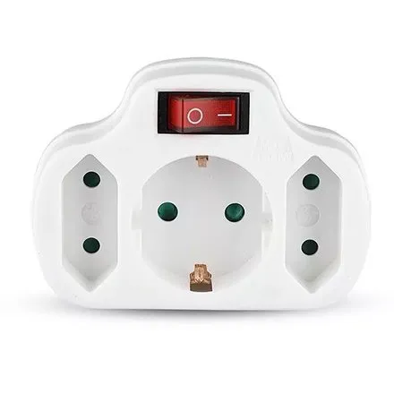 Adaptor 3 prize cu intrerupator 3X16A max 3500W V-TAC SKU-8806