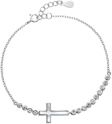 Evolution Group - Pavona Brățară delicată din argint cu zirconii Cruce 13016.1