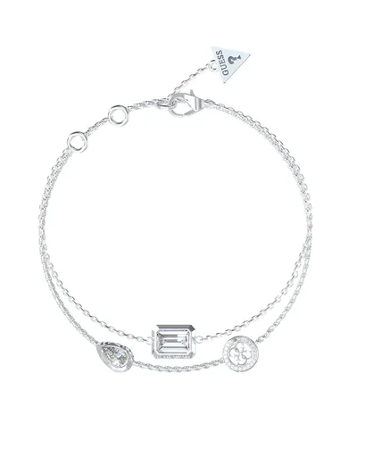 Guess Brățară dublă din oțel cu zirconiu cubic 4G Light JUBB05237JWRH 18.5 cm