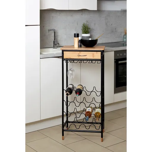 Suport pentru 16 sticle de vin, Wenko, bambus/metal