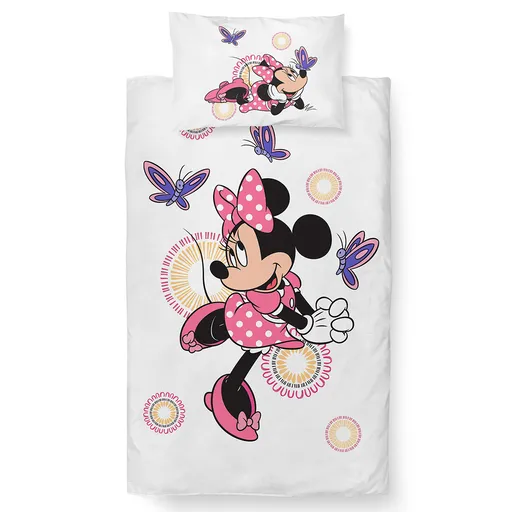 Carbotex Lenjerie de pat pentru copii Minnie șiFluturași, 100 x 135 cm, 40 x 60 cm