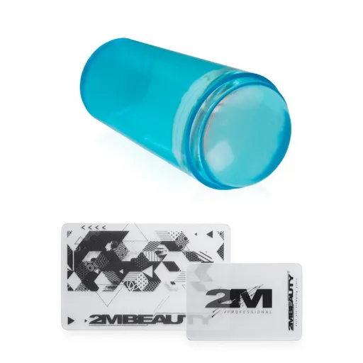 Stampila si raclete pentru unghii 2M - Clear Neon Blue