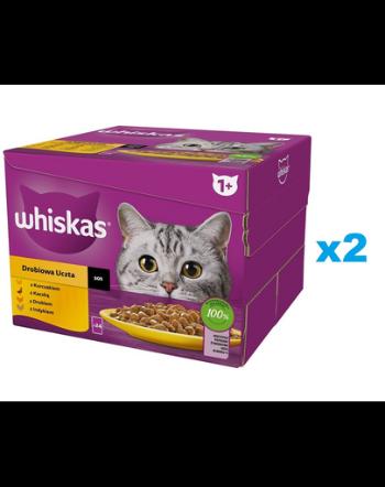 Plicuri in sos WHISKAS Adult 48x85 g bucati de pui, rata, pasare, curcan pentru pisici adulte