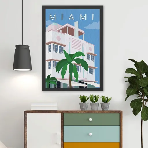 Tablou decorativ, Miami (40 x 55), Polistiren, Multicolor