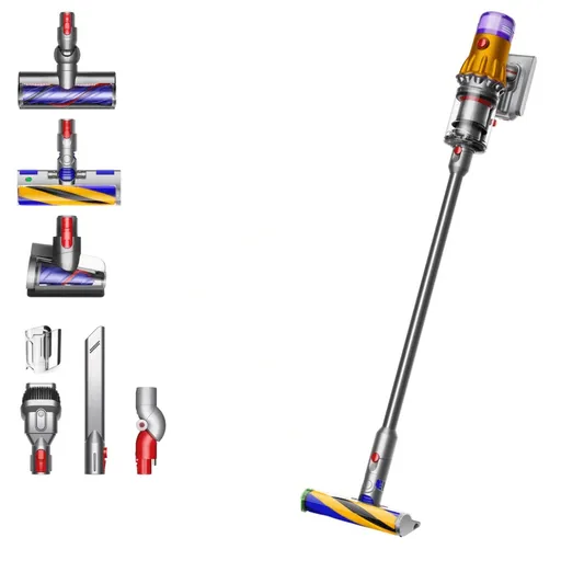 Aspirator vertical Dyson V12 Slim Detect Absolute 448884-01, 150AW, 340 ml, 60 min autonomie, 3 moduri, Afișare date în timp real, Senzor de praf, Ilu
