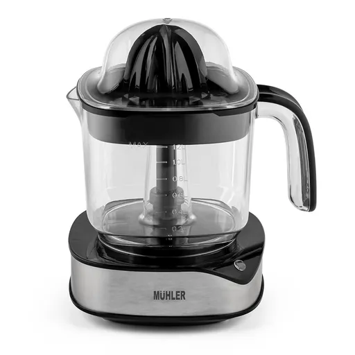 Storcator electric citrice Muhler MJ-4020, 40 W, 1.2 L, Reverse, Indicator luminos, 2 conuri, Negru/Inox.