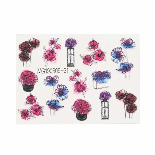 Abtibild Unghii 5D pe Baza de Apa Floare, MG190609-31