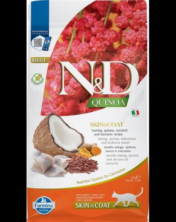 FARMINA N&amp;D Quinoa Adult Cat Skin&amp;Coat Hrana uscata pisici adulte, cu hering si cocos 1,5 kg