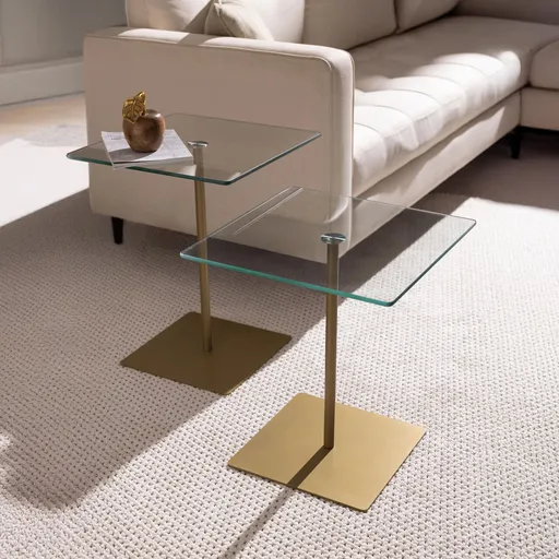 Set masute de cafea, Hanah Home, Elegante 2, Auriu / Transparent