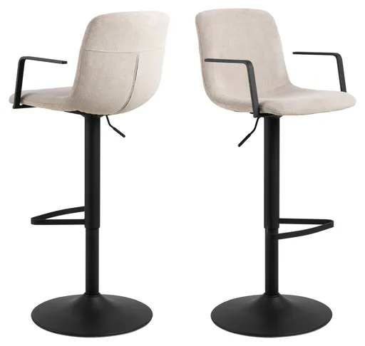 Scaun de bar Pablo, Actona, 50x53x114 cm, rotativ, tesatura structurata/otel, bej