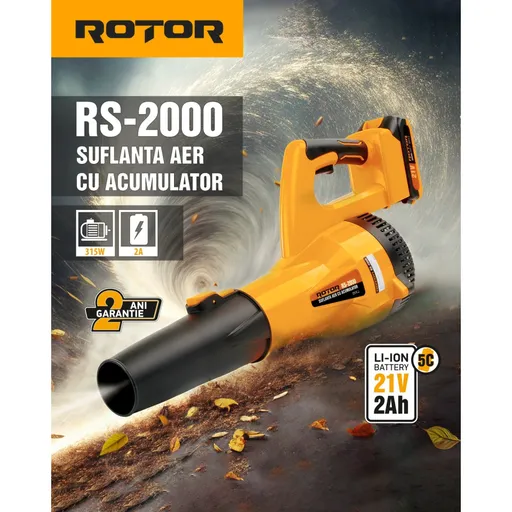 Suflanta Aer pe Acumulator Rotor RS-2000 cu 1 Acumulator 21V / 2Ah si Incarcator Rotor
