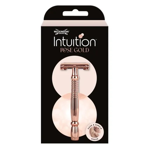 Wilkinson Sword Aparat de ras metalic pentru femei Intuition Double Edge Rose Gold (Razor) + 10 lame