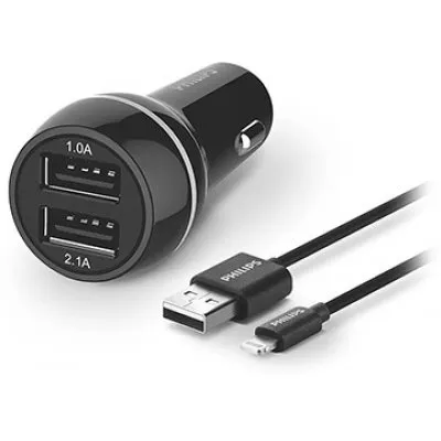 Incarcator Auto bricheta 12v Dual Usb Ultra-rapid 5V 2,1A PHILIPS PH-DLP2357V USB-Lightning pentru Iphone
