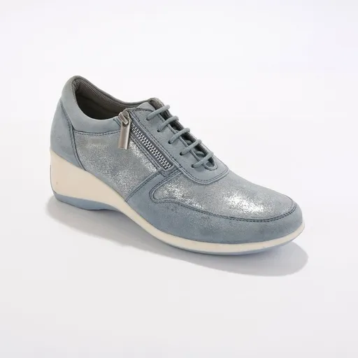 Adidași din piele cu fermoar, cu talpă