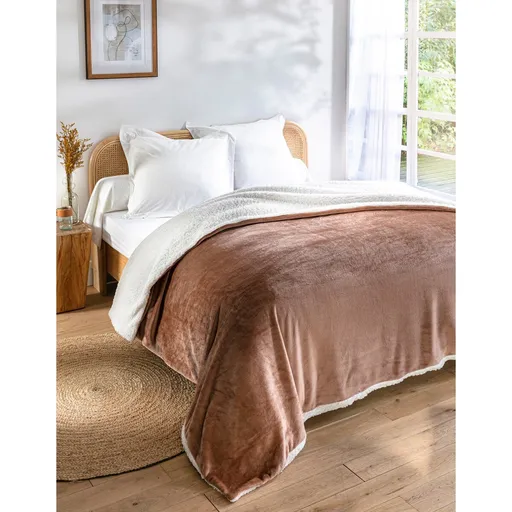 Pătură cu două fețe din fleece și sherpa