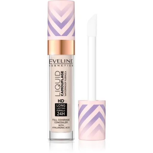 Eveline Cosmetics Liquid Camouflage Corector rezistent la apa cu acid hialuronic culoare 01 Light Porcelain 7.5 ml