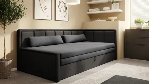 Canapea extensibila brat dreapta 3 locuri, ELTAP, Fulgeo, 214x82x77 cm, lemn/catifea din poliester, gri inchis