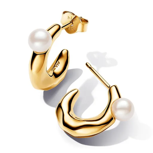 Pandora Cercei rotunzi placați cu aur cu perlă naturală Essence Shine 263261C01