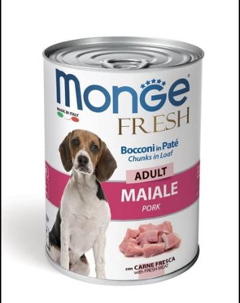 MONGE Fresh Hrana umeda pentru caini, cu bucati intregi de porc, 400g