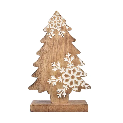 Decorațiune din lemn de mango 4Home Snowflake Tree, 33 cm
